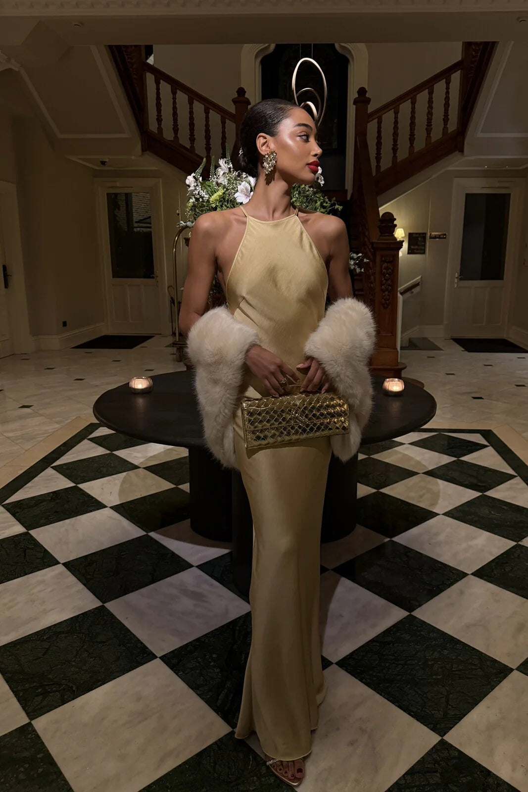 Vestido longo de festa acetinado com costas nuas Aveline VIEUX OFICIAL – imagem 8