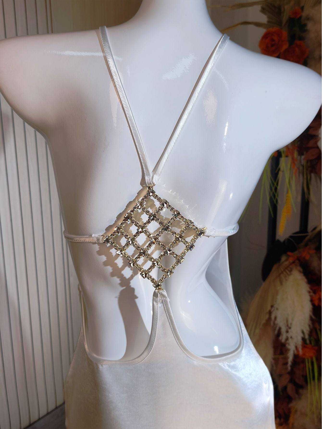 Vestido longo de festa acetinado com costas nuas Aveline VIEUX OFICIAL – imagem 17