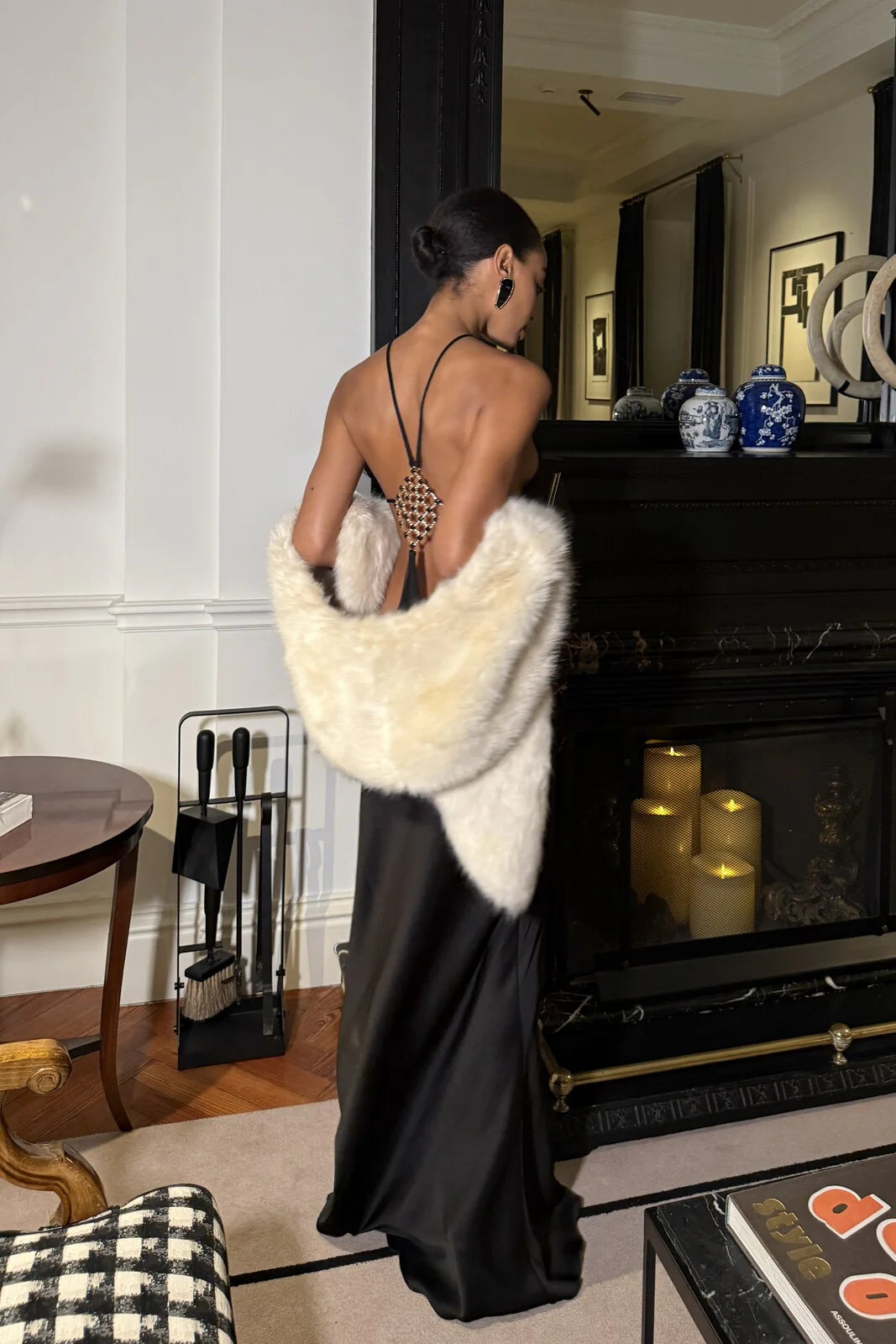 Vestido longo de festa acetinado com costas nuas Aveline VIEUX OFICIAL – imagem 21