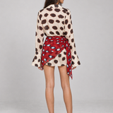 Vestido curto chemise animal print marrom Azénor visto de costas