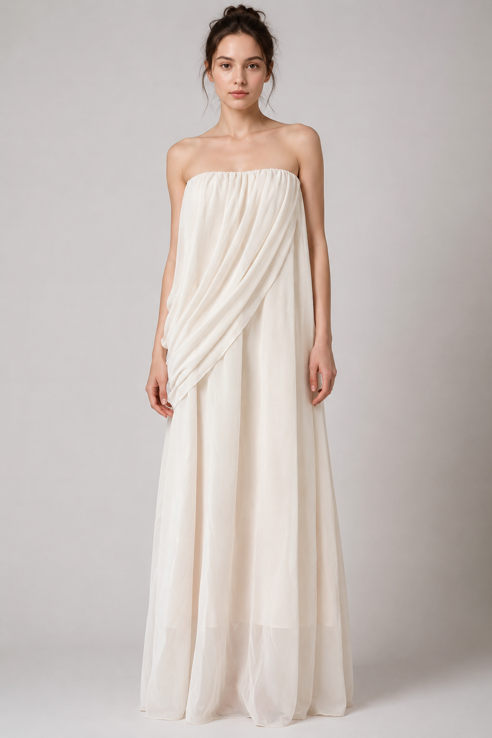Vestido longo tomara que caia plissado Élodie VIEUX