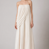 Vestido longo tomara que caia plissado Élodie VIEUX