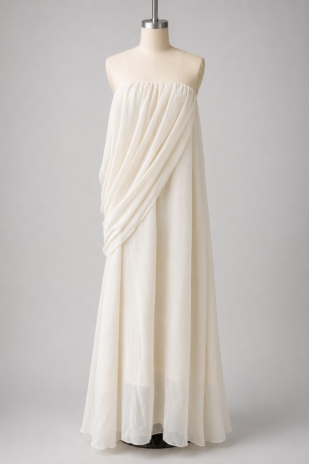 Detalhe vestido longo plissado Élodie VIEUX