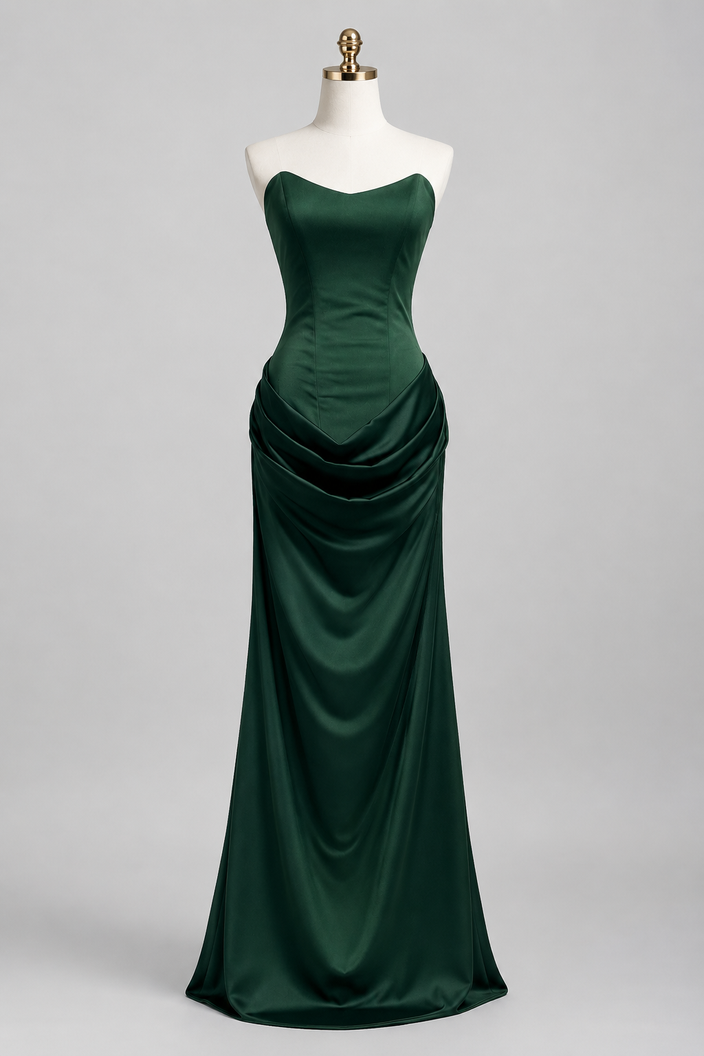 Vestido longo acetinado verde Margaux VIEUX