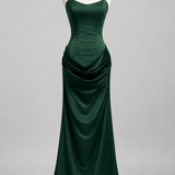 Vestido longo acetinado verde Margaux VIEUX