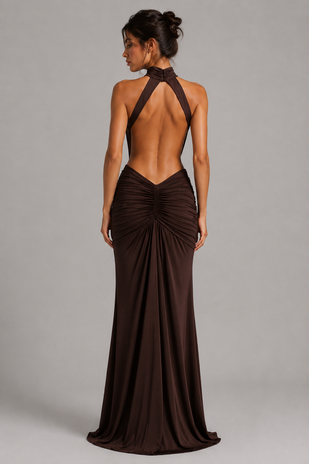 Vestido longo gola alta preto Noémie VIEUX