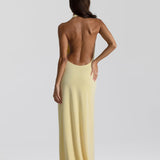 Costas nuas vestido longo dourado Solène VIEUX