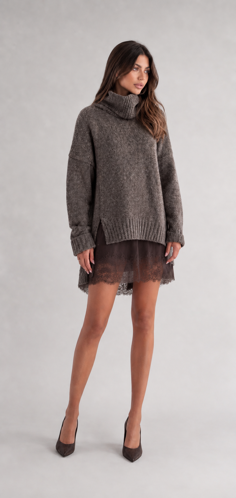 Conjunto feminino Suéter e Vestido com Renda – Apolline | VIEUX imagem 2
