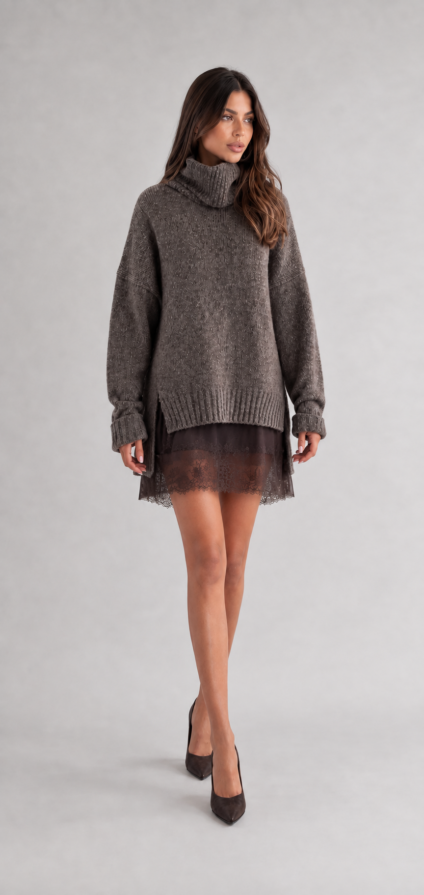 Conjunto feminino Suéter e Vestido com Renda – Apolline | VIEUX imagem 4