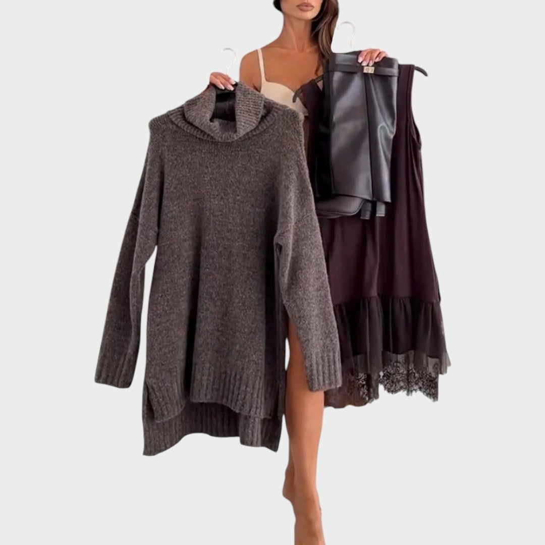 Conjunto feminino Apolline com suéter e vestido – imagem original 7