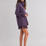 Conjunto feminino Apolline roxo com suéter e vestido – vista lateral