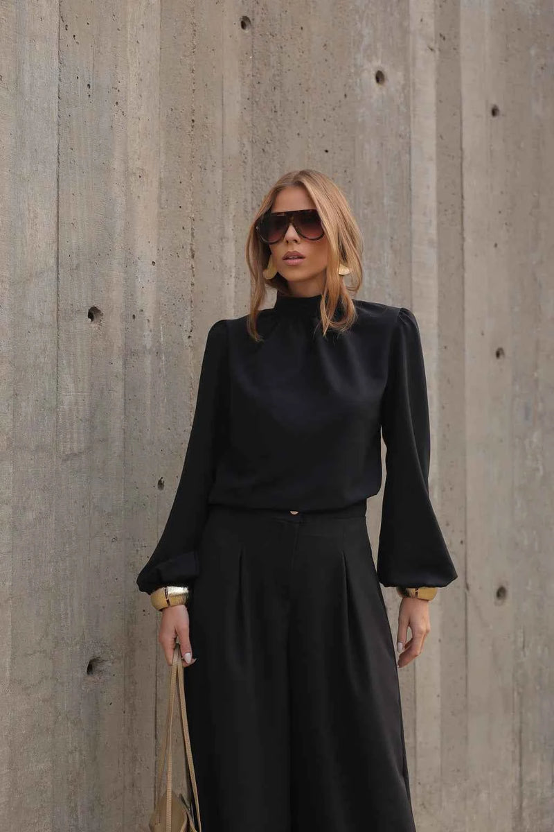 Blusa Feminina de Alfaiataria com Mangas Bufantes – Bérangère