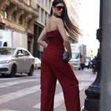 Conjunto Feminino de Alfaiataria Top Assimétrico e Calça Reta – Aglaé | VIEUX | cereja | imagem 2