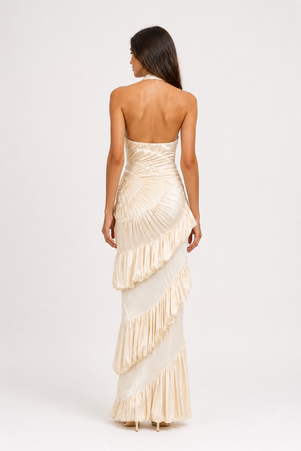 Vestido Longo Champanhe Athalie VIEUX – vista posterior