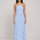 Vestido Longo Plissado Azul Claro Athénaïs VIEUX – vista frontal
