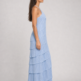 Vestido Longo Plissado Azul Claro Athénaïs VIEUX – vista lateral