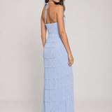 Vestido Longo Plissado Azul Claro Athénaïs VIEUX – vista posterior