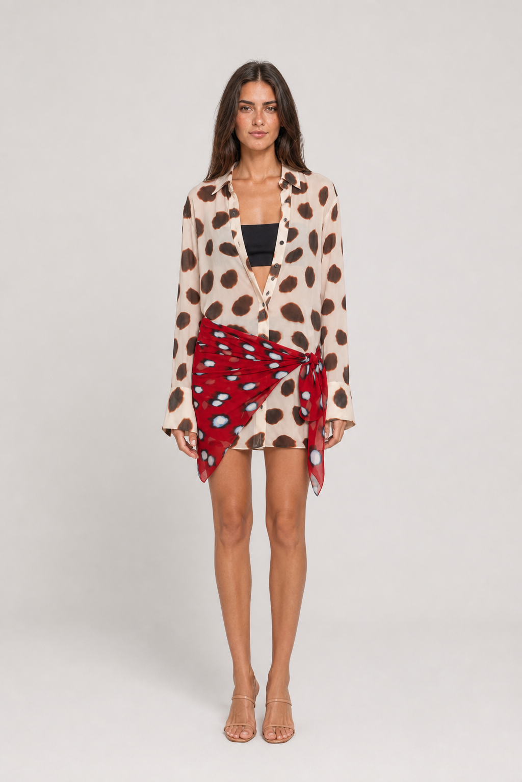 Vestido Curto Chemise Animal Print Azénor VIEUX – vista frontal