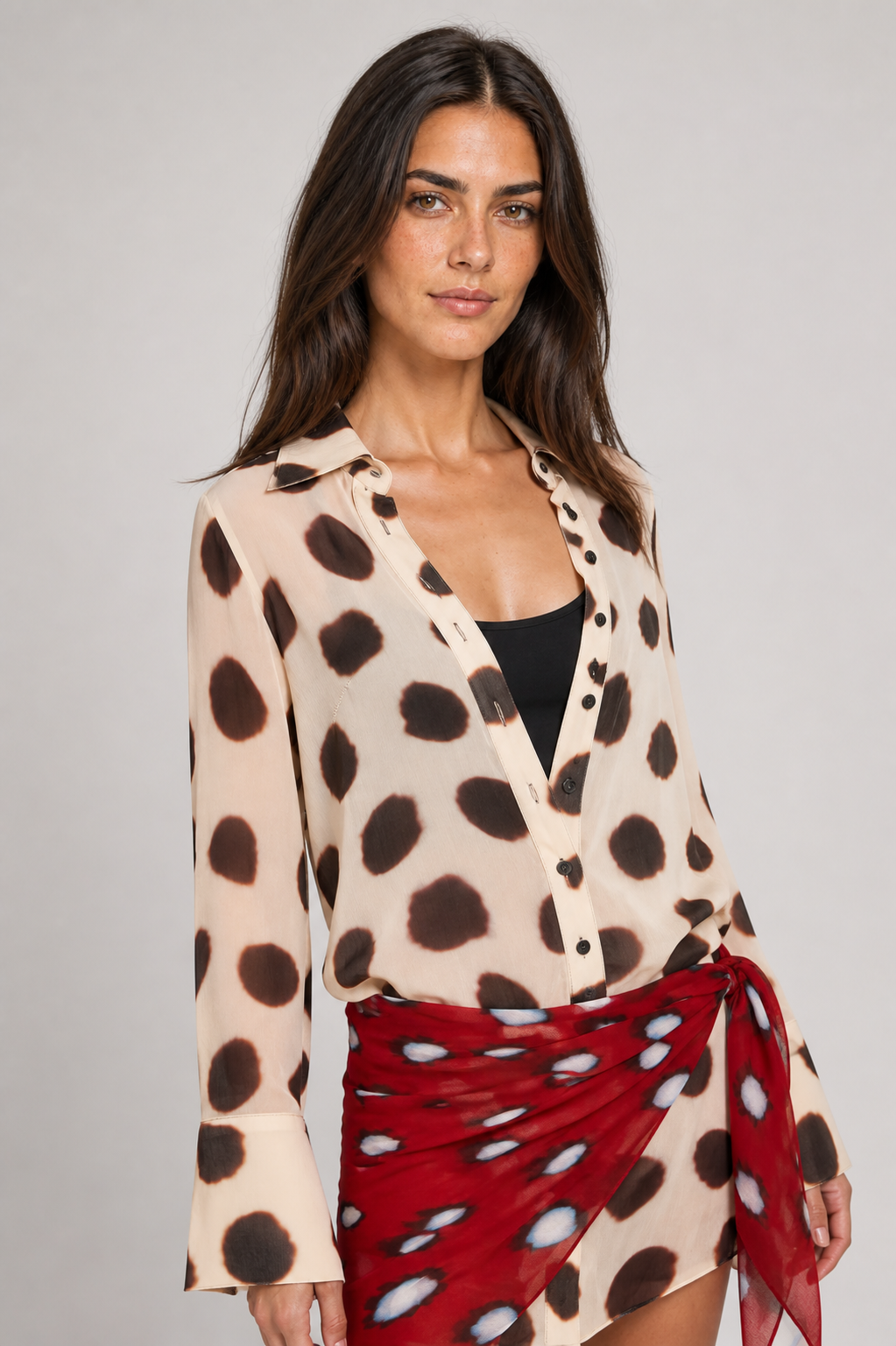 Vestido Curto Chemise Animal Print Azénor VIEUX – gola e botões