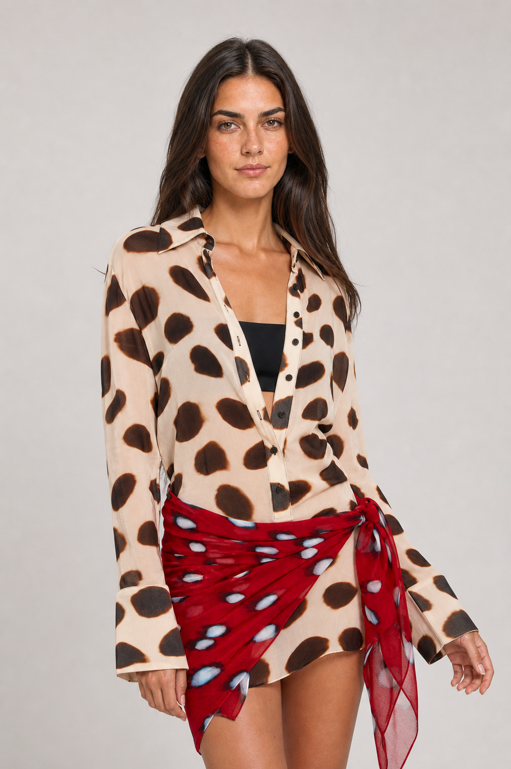 Vestido Curto Chemise Animal Print Azénor VIEUX – lenço estampado