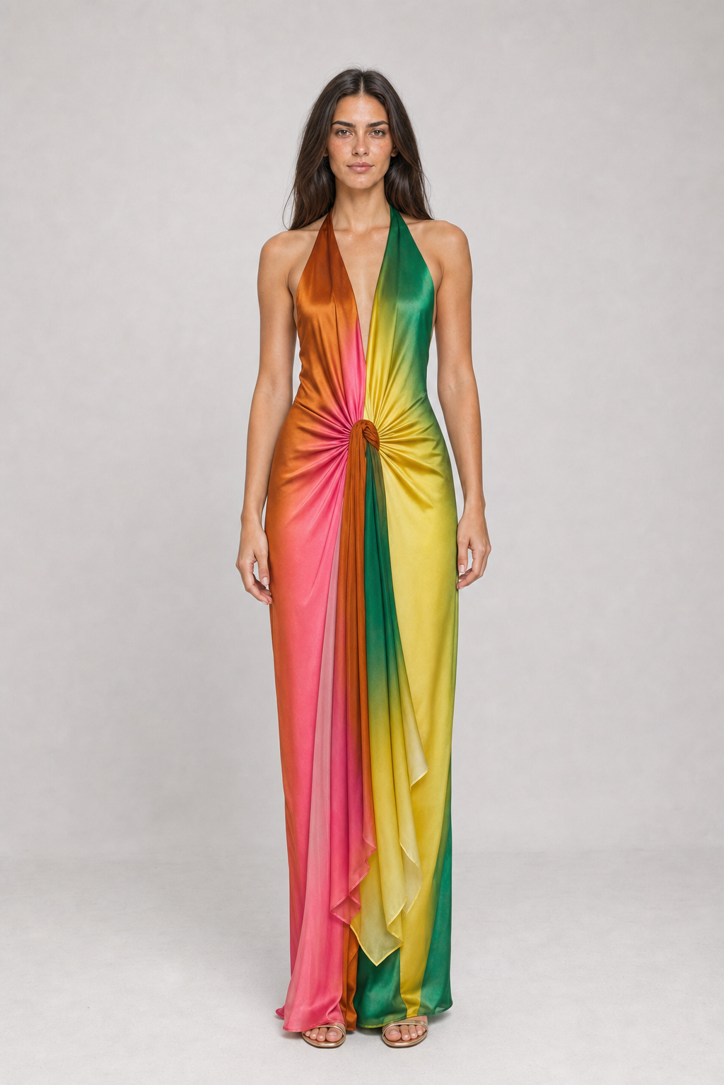 Vestido Longo Ombré Multicolor Isabeau VIEUX – vista frontal