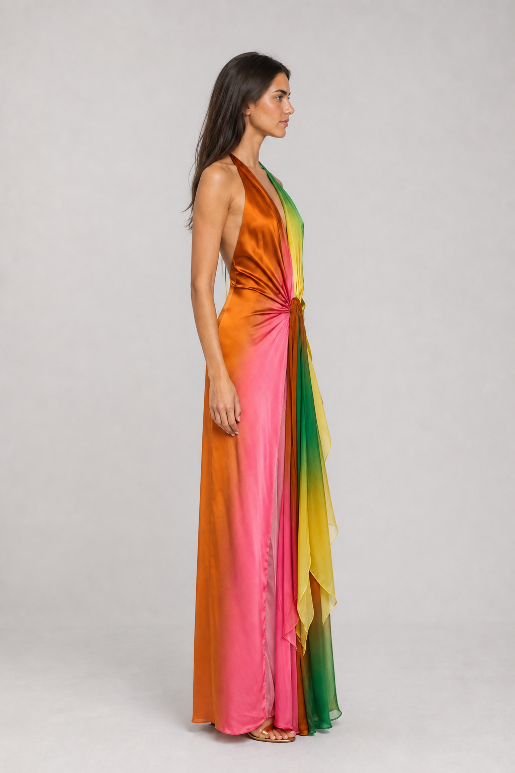 Vestido Longo Ombré Multicolor Isabeau VIEUX – vista lateral