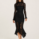 Vestido Midi Preto de Renda Iseult VIEUX – vista frontal
