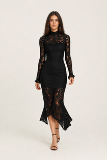 Vestido Midi Preto de Renda Iseult VIEUX – vista frontal