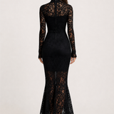 Vestido Midi Preto de Renda Iseult VIEUX – vista posterior