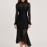Vestido Midi Preto de Renda Iseult VIEUX – detalhe editorial da gola