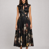 Vestido Midi Preto Floral Mélisande VIEUX – vista frontal