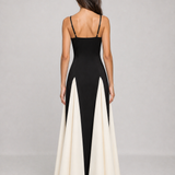 Vestido Longo Preto e Off-White Pétronille VIEUX – vista posterior