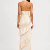 Vestido Longo Champanhe Ysée VIEUX – vista posterior
