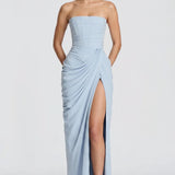 Vestido longo Ysé - azul claro costas