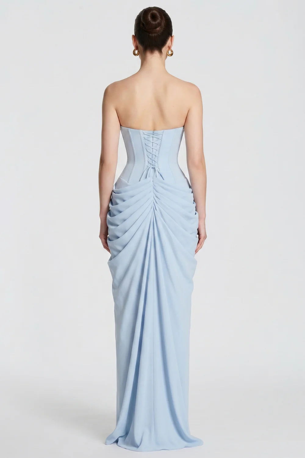 Vestido longo Ysé - azul claro detalhe