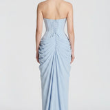 Vestido longo Ysé - azul claro detalhe