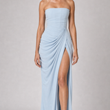 Vestido longo Ysé - azul claro frente