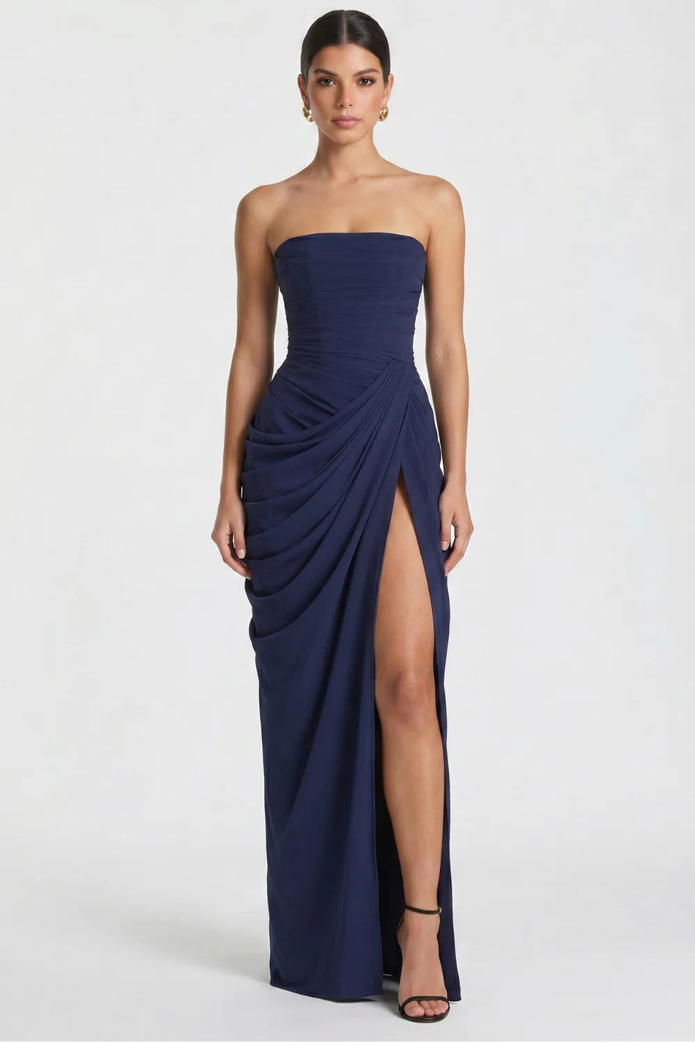 Vestido longo Ysé - azul marinho costas