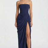 Vestido longo Ysé - azul marinho costas