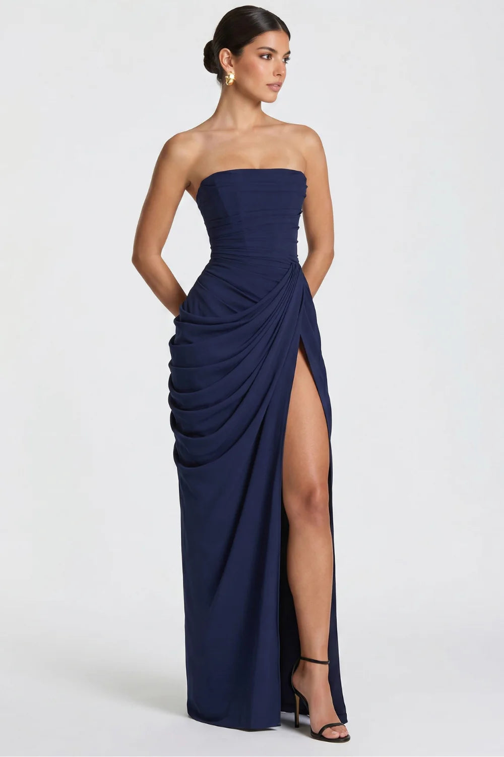 Vestido longo Ysé - azul marinho detalhe