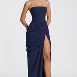 Vestido longo Ysé - azul marinho detalhe
