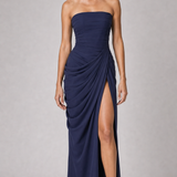 Vestido longo Ysé - azul marinho frente