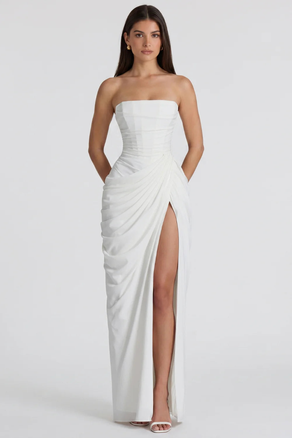 Vestido longo Ysé - branco costas