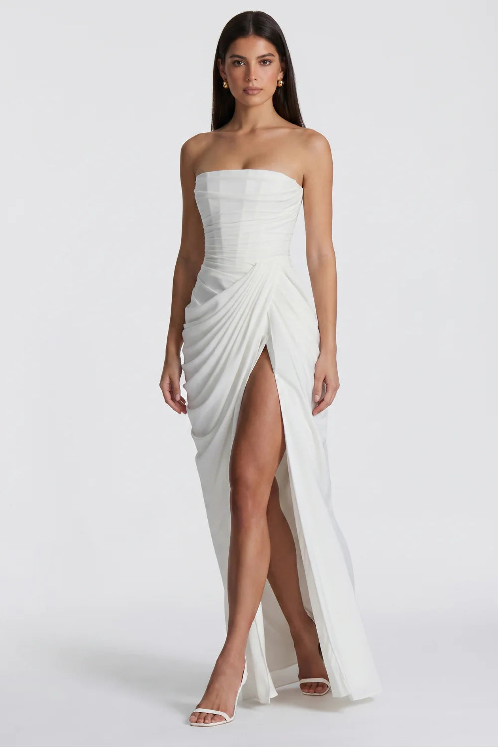 Vestido longo Ysé - branco detalhe