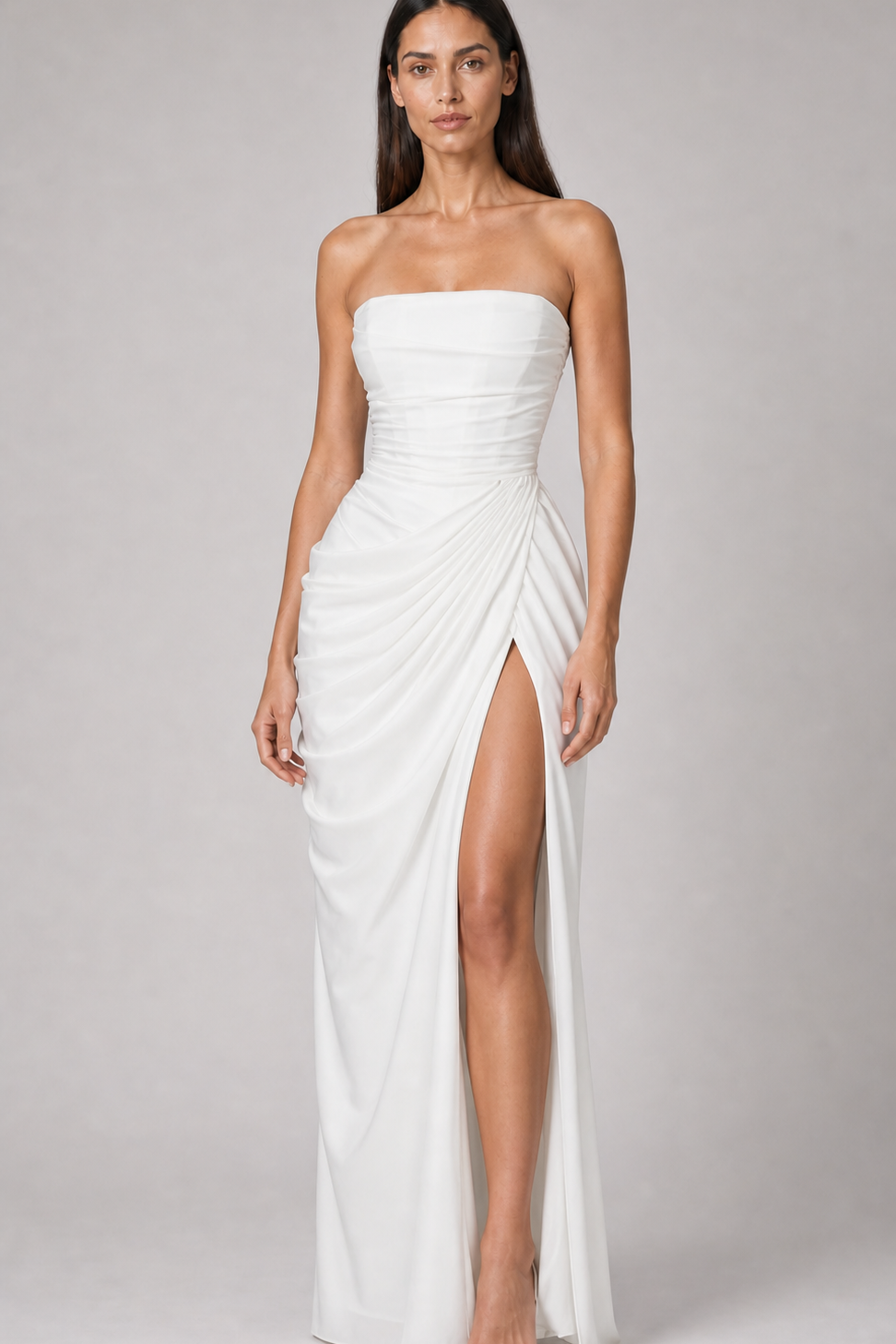 Vestido longo Ysé - branco frente