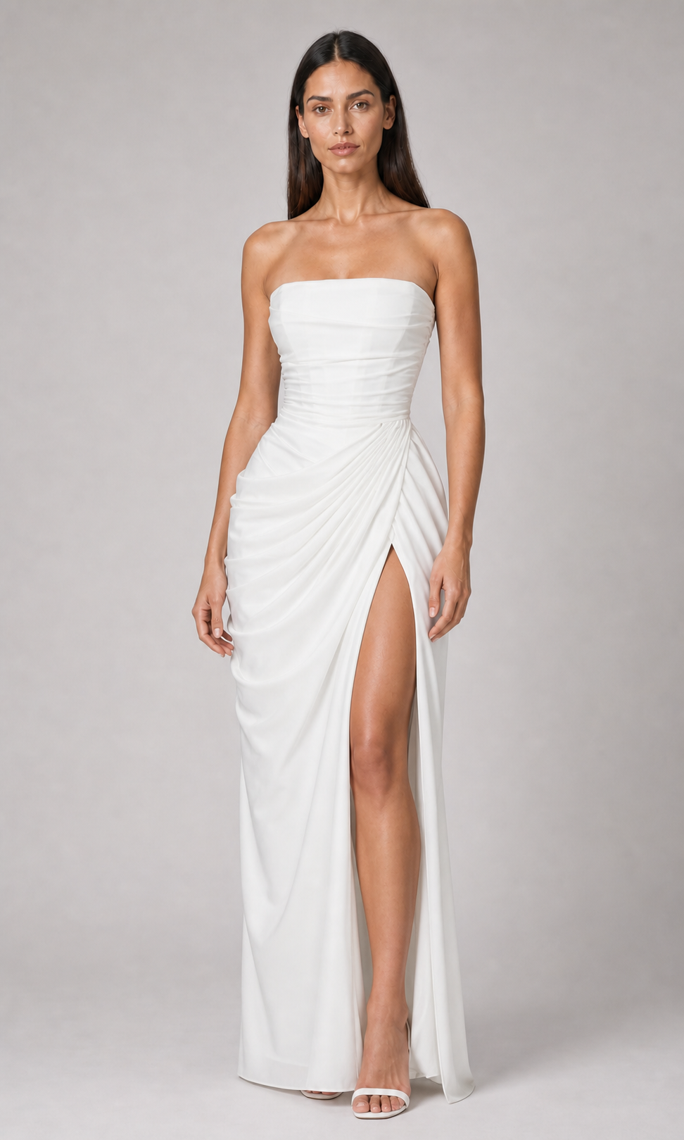 Vestido longo Ysé - branco frente