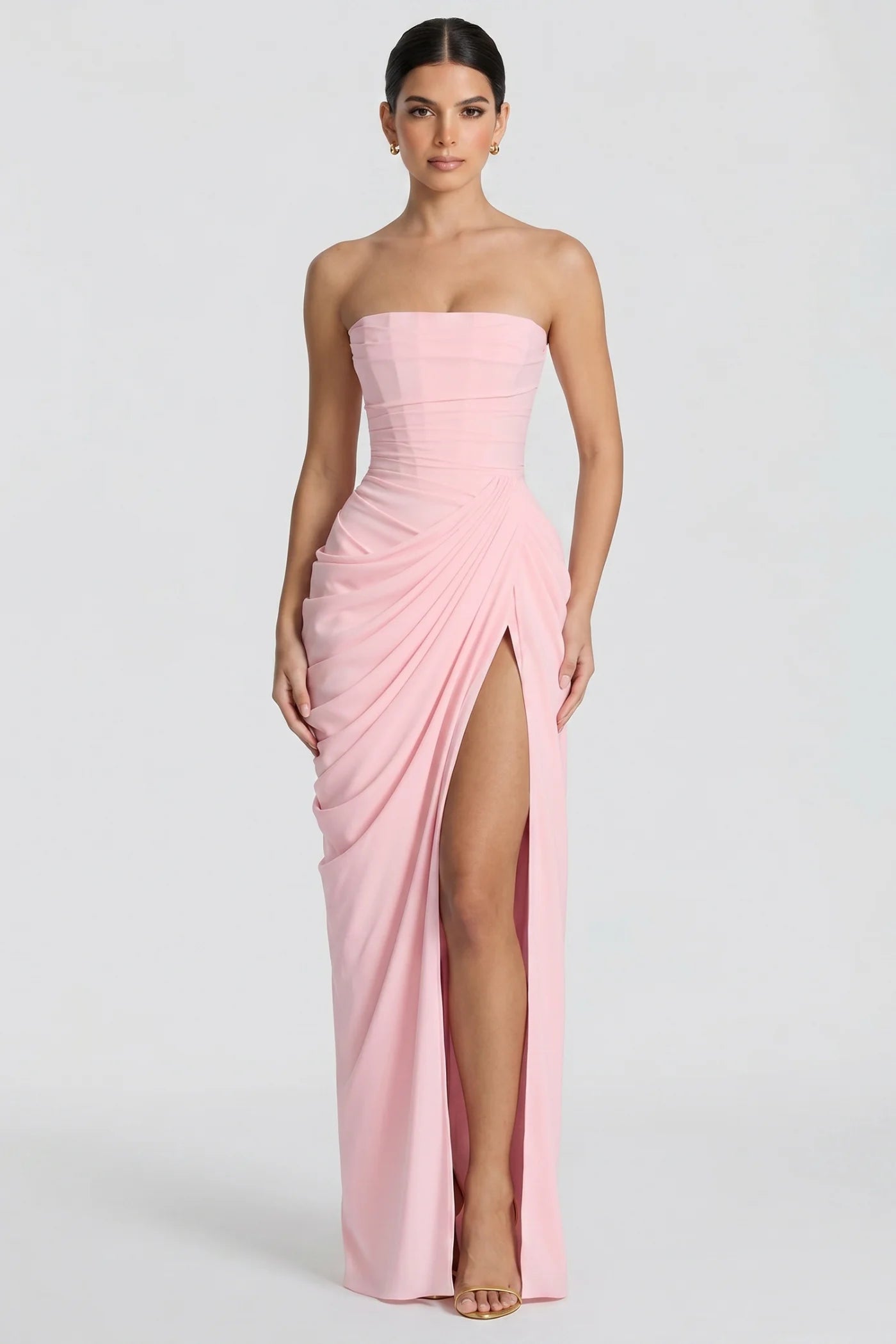 Vestido longo Ysé - rosa claro costas