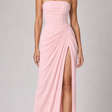 Vestido longo Ysé - rosa claro frente