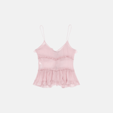 Blusa Preta em Chiffon Transparente com Alças Finas e Babados – Cécélia VIEUX OFICIAL