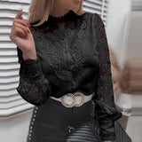 Camisa de Renda Branca com Mangas Longas Bufantes e Detalhes Vazados – Travaill VIEUX OFICIAL